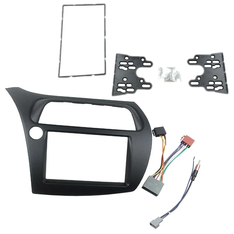 

For Honda Civic Double Din Fascia Radio Dvd Stereo Cd Panel Dash Mounting Installation Trim Kit Face Frame Bezel with Wire Harne