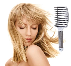 Saç fırçası 1 adet domuzu kıl saç fırçası set-kavisli ve havalandırmalı WetDry Detangling saç fırçası taraklar için saç 1 adet Hairbrush