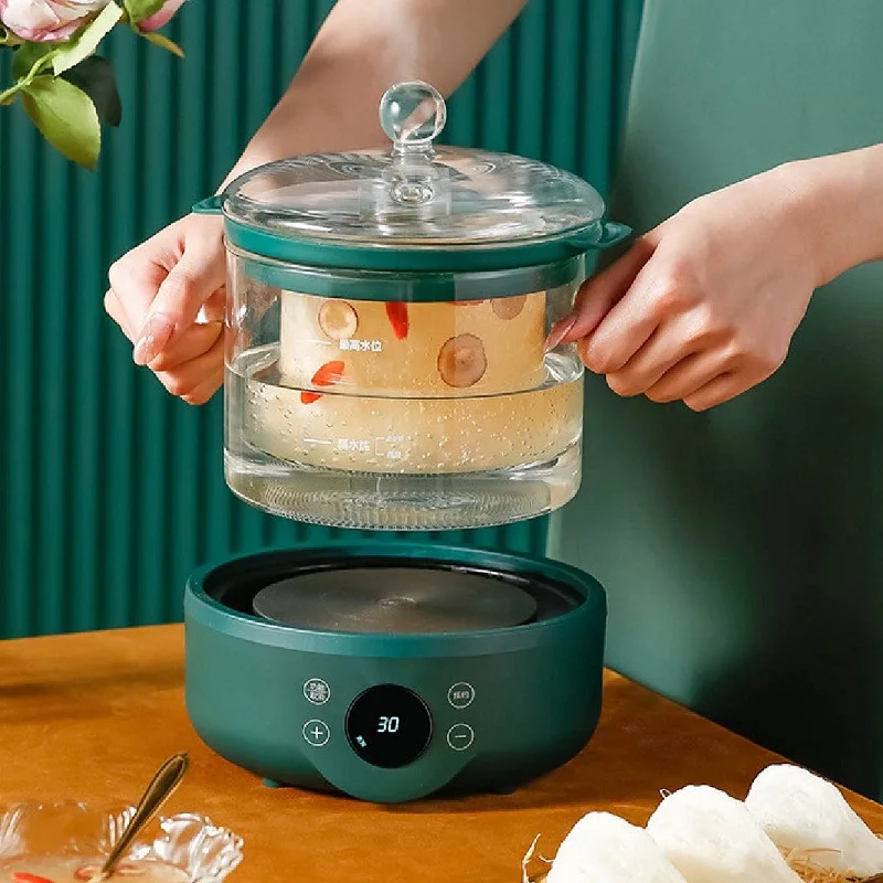 

110V/220V Electric Stew Pot Water-proof Bird's Nest Health Pot Multi-functional Glass Split Pot Automatic Keep Warm Heater 1.5L