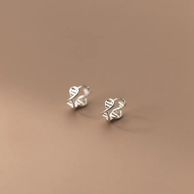 Enosola 925 Sterling Silver DNA Chemistry Molecule Shape Stud Earrings Double Helix Earing Minimalist Women Jewelry