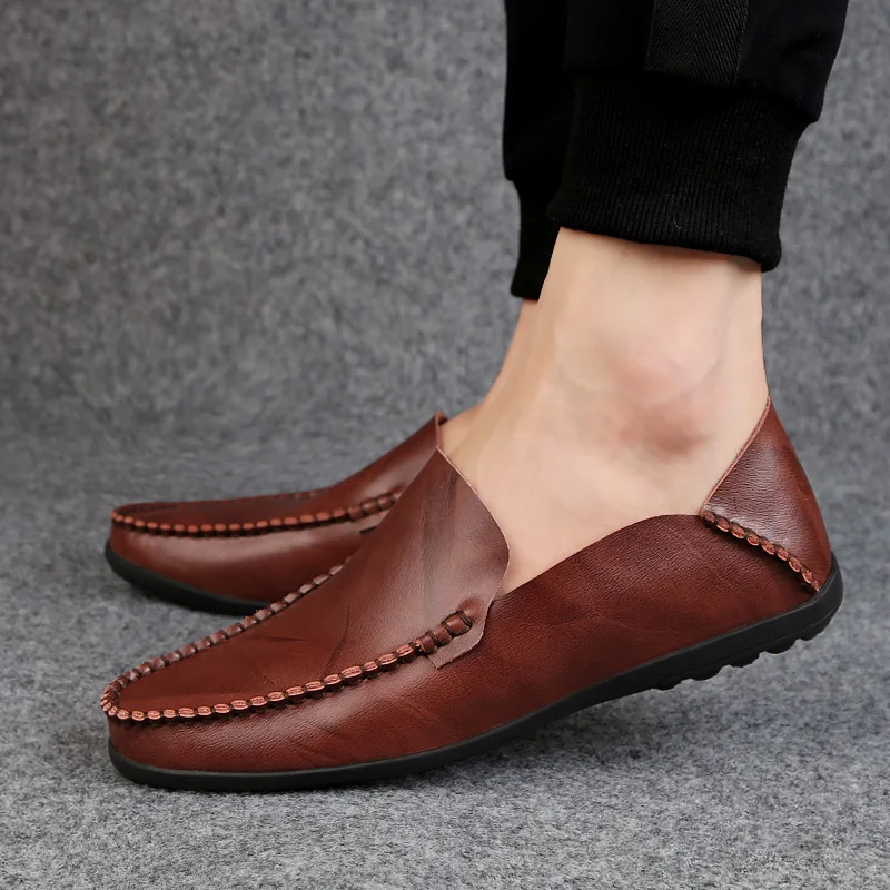 New Lightweight Lofers Mens Moccasin Shoes Black Men Flats Breathable Casual Slip-on Loafers Comfortable Plus Size Footwear