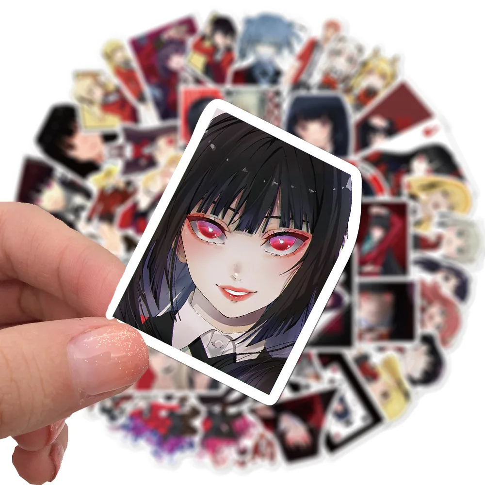 Pegatina de Kakegurui de Anime para ordenador portátil, calcomanía impermeable de PVC para monopatín, equipaje, taza de agua, regalo, 10/30/50