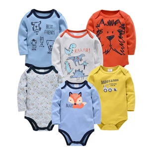6 PCS 3 PCS Kavkas Bebê Meninos Meninas Bodysuit Manga Longa 100% Algodão Roupas De Bebê 0-12 meses Recém-nascido corpo bebe Jumpsuit Roupas 10 principais vendas roupa de principe para bebe - №7