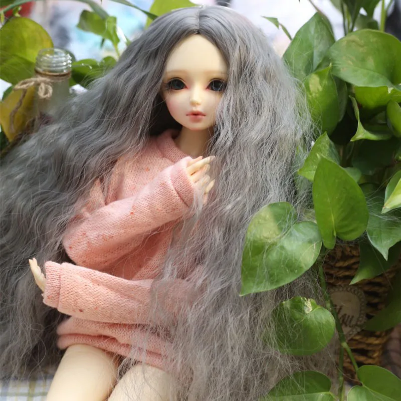 

1/3 1/4 1/6 1/8 BJD/SD Doll Wig High Temperature Long Fashion Grey Curly Wavy For BJD Doll Hair Wig