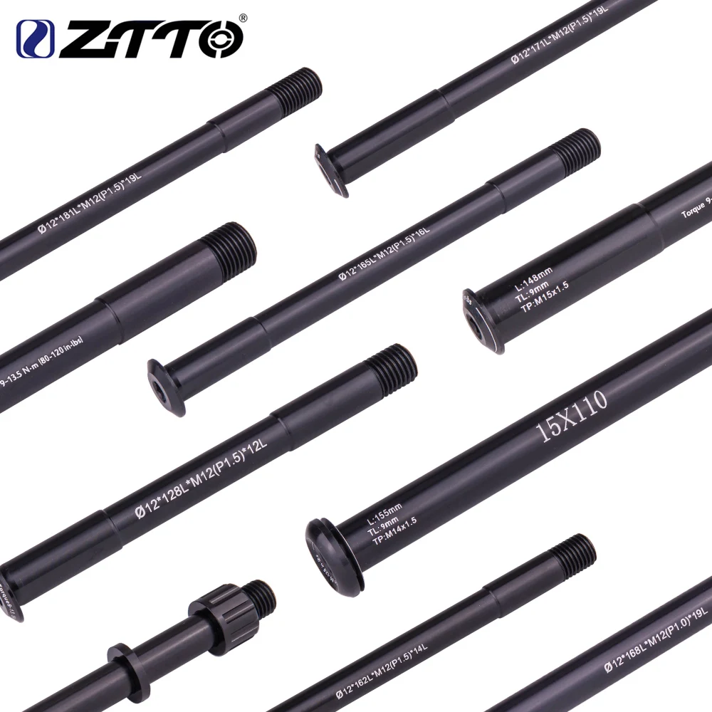 ZTTO MTB Thru Axle Road Bike Shaft Front Rear Skewers Cap 12mm 15mm Wheel Axis Hub X-12 Nut 15x100 12x142 12x100 12x148 15x110