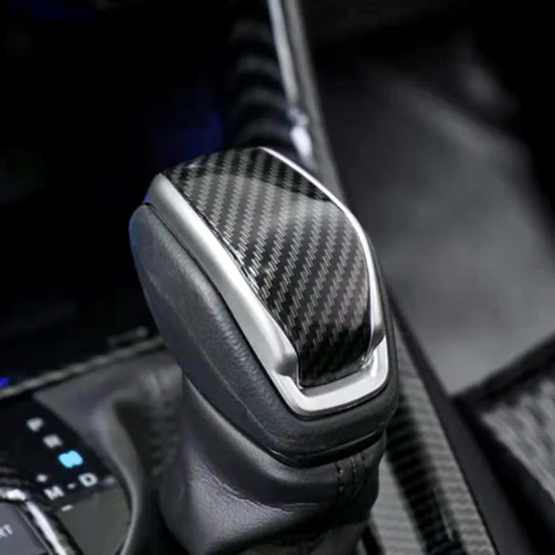 New Product ABS Silver Carbon Fiber Shift Knob Stick Cover Accessories For Toyota Highlander XU70 GSU75 2021 2022