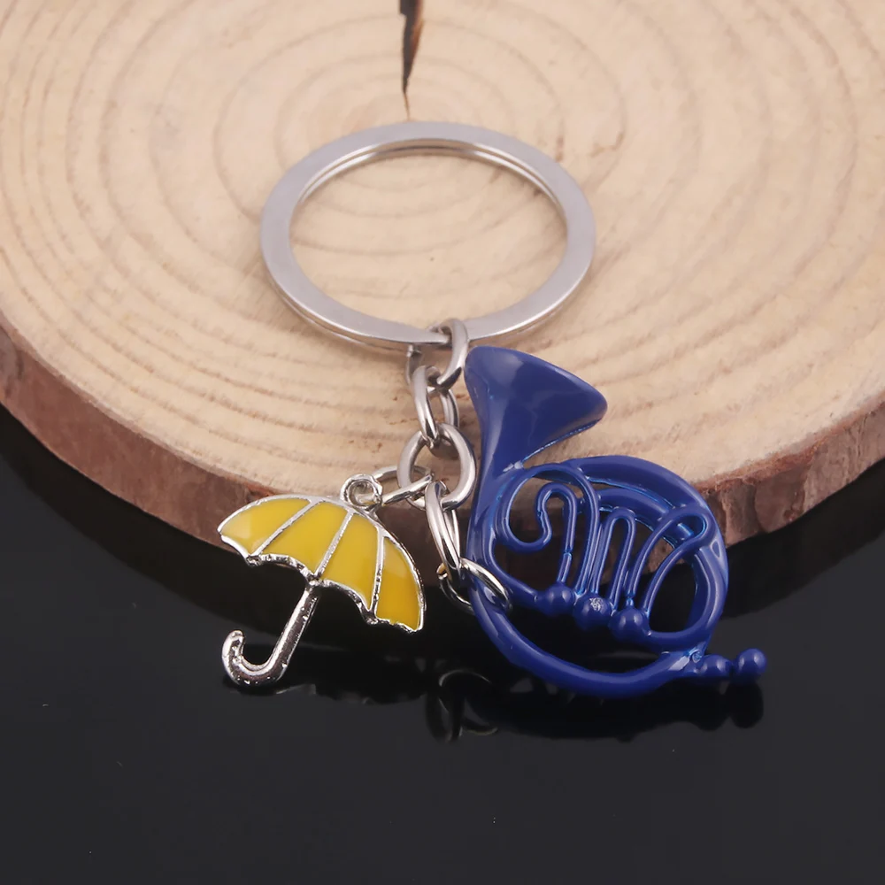 Moive How I Met Your Mother Classic Keychain Blue Trumpet Yellow Umbrella Keyring for Women Men Fans Jewelry