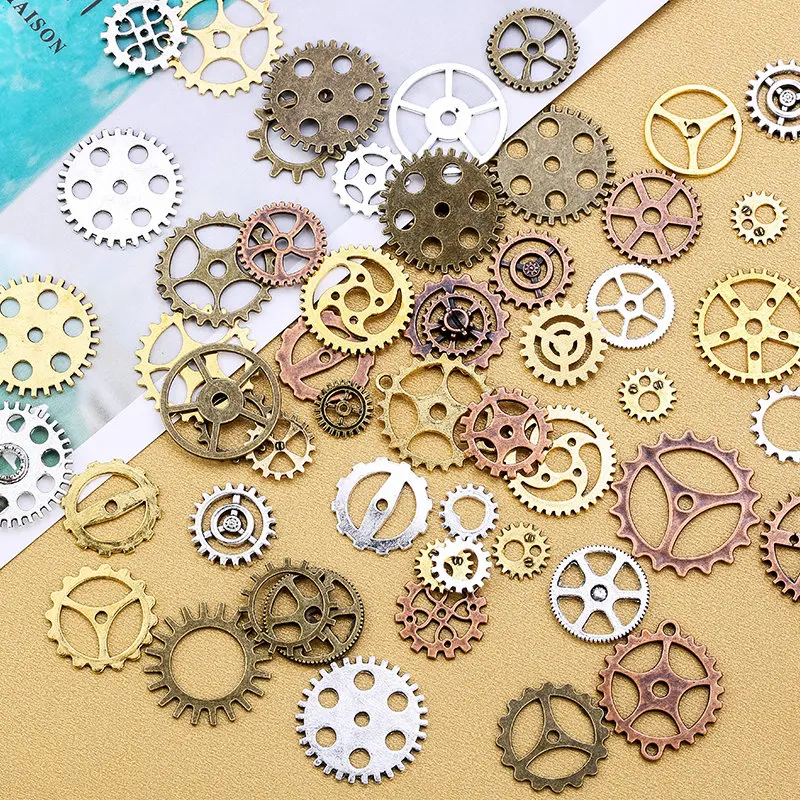 8-40mm  Mixed Vintage Steampunk GearsAntique  Pendant Metal Bead For Bracelets Epoxy Resin Jewelry DIY Making Crafts Components