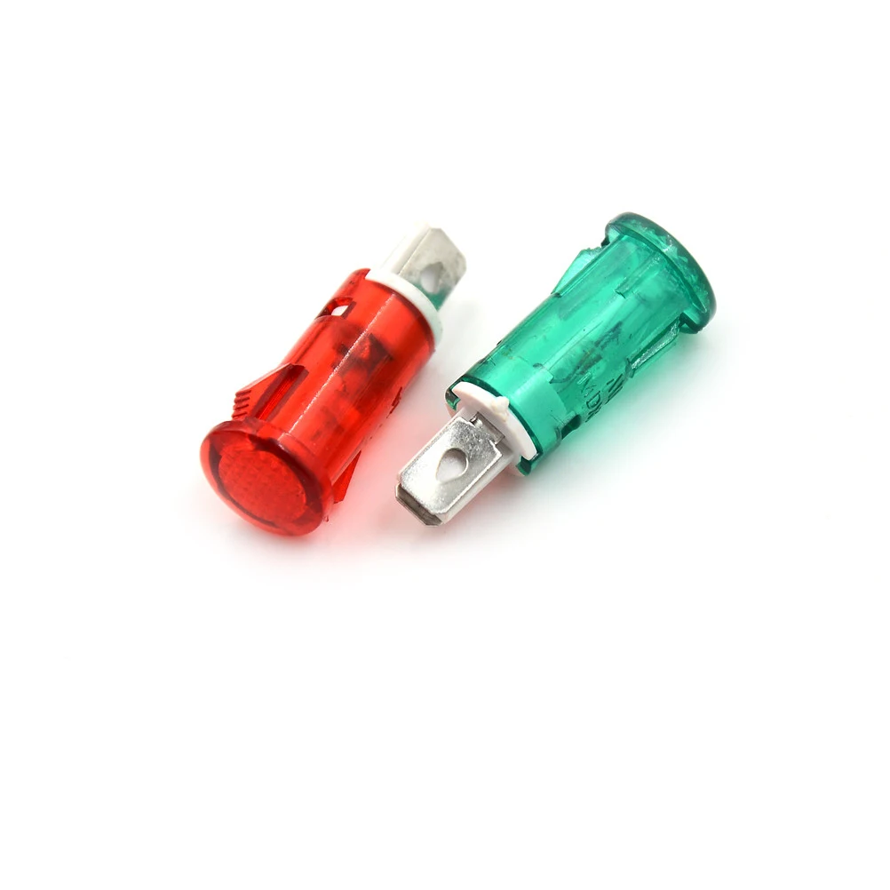 10Pcs 220V 110V 12V/24VDC Panel Mounting Neon Indicator Red Green Yellow Lights 10MM MDX-11A Pilot Guiding Signal Lamp