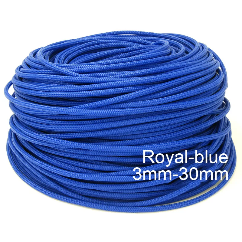 1-10M 3-30mm Royal-blue Cable Sleeves Snakeskin Mesh Wire Protect Nylon Tight PET Expandable Insulation Sheathing Braided Pipe