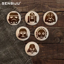 Star Wars Wooden Engraved Boho Drawer Knob Cabinet Pulls Kitchen Room Clothes Wall Hangings Hooks Children Furniture Handle