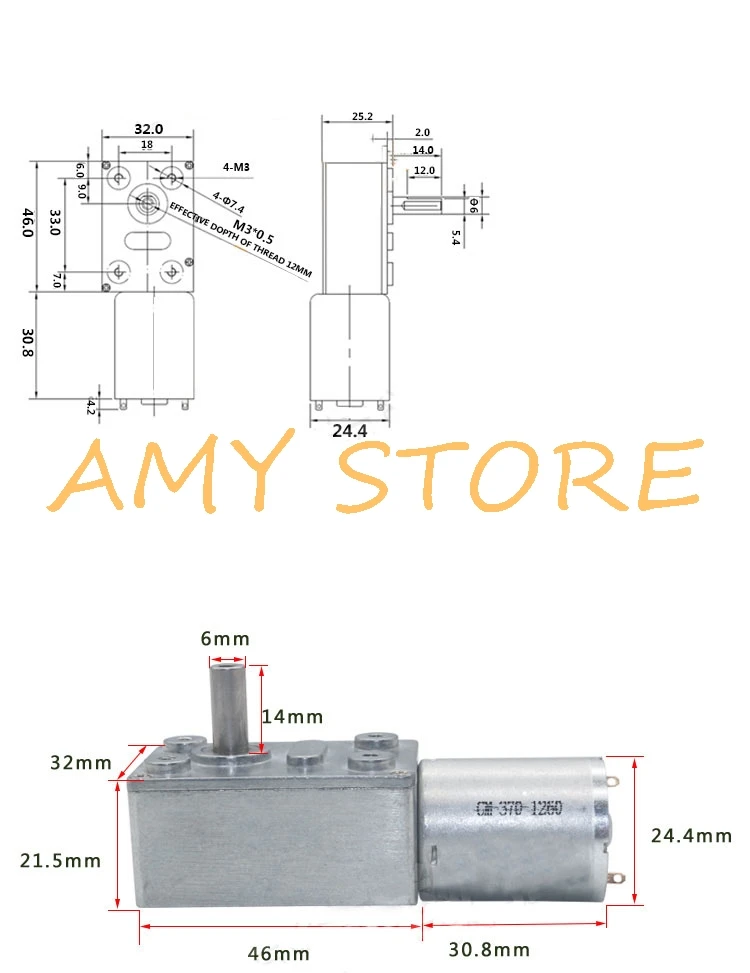 Motor reductor de baja velocidad, engranaje Turbo Reversible de alto par JGY370 DC24V 1,2 4 6 9 10 12 25 34 40 50 66 101 160 237RPM