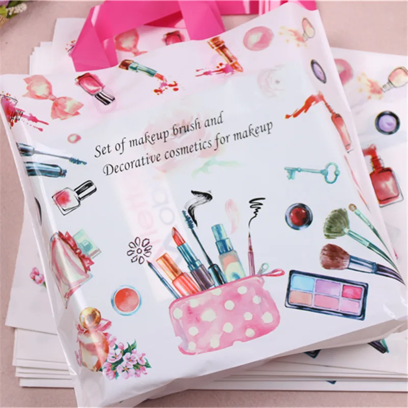 HDPE Eco-friendly 10pcs/lot 29*35cm Colorful Large Plastic Package Bags For Cosmetic Favor Party Make up Gift Bags Packaging