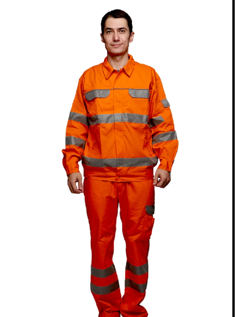 Hi Viz Safety Coverall Durable Reflective Wear-Resistant Uniforms Cotton Welding Suit Workshop Mechanic Electrician Working Suit