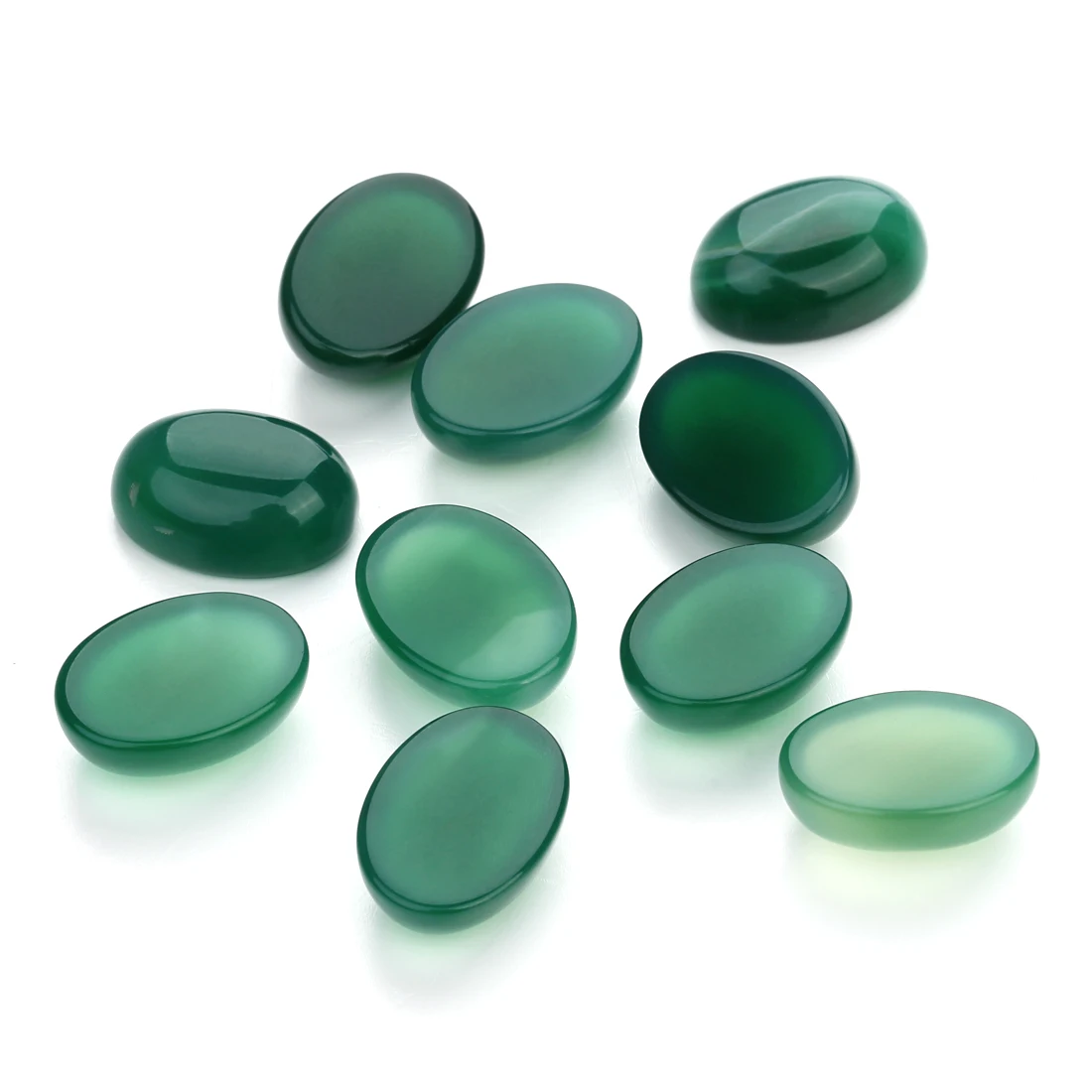 10pcs 10x14/13x18/18x25mm Natural Stone Beads Oval Green Jade Beads Cabochon Cameo Setting For DIY Jewelry Making Accessories