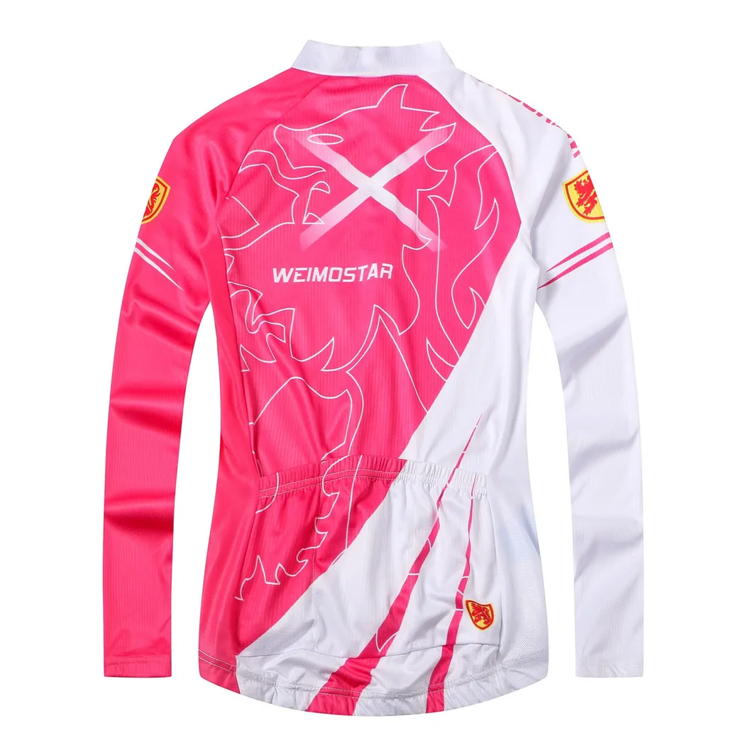 Weimostar Autumn Pro Cycling Jersey Long Sleeve Women MTB Bicycle Cycling Clothing Sportswear Ladies Bike Cycling Clothes Pink