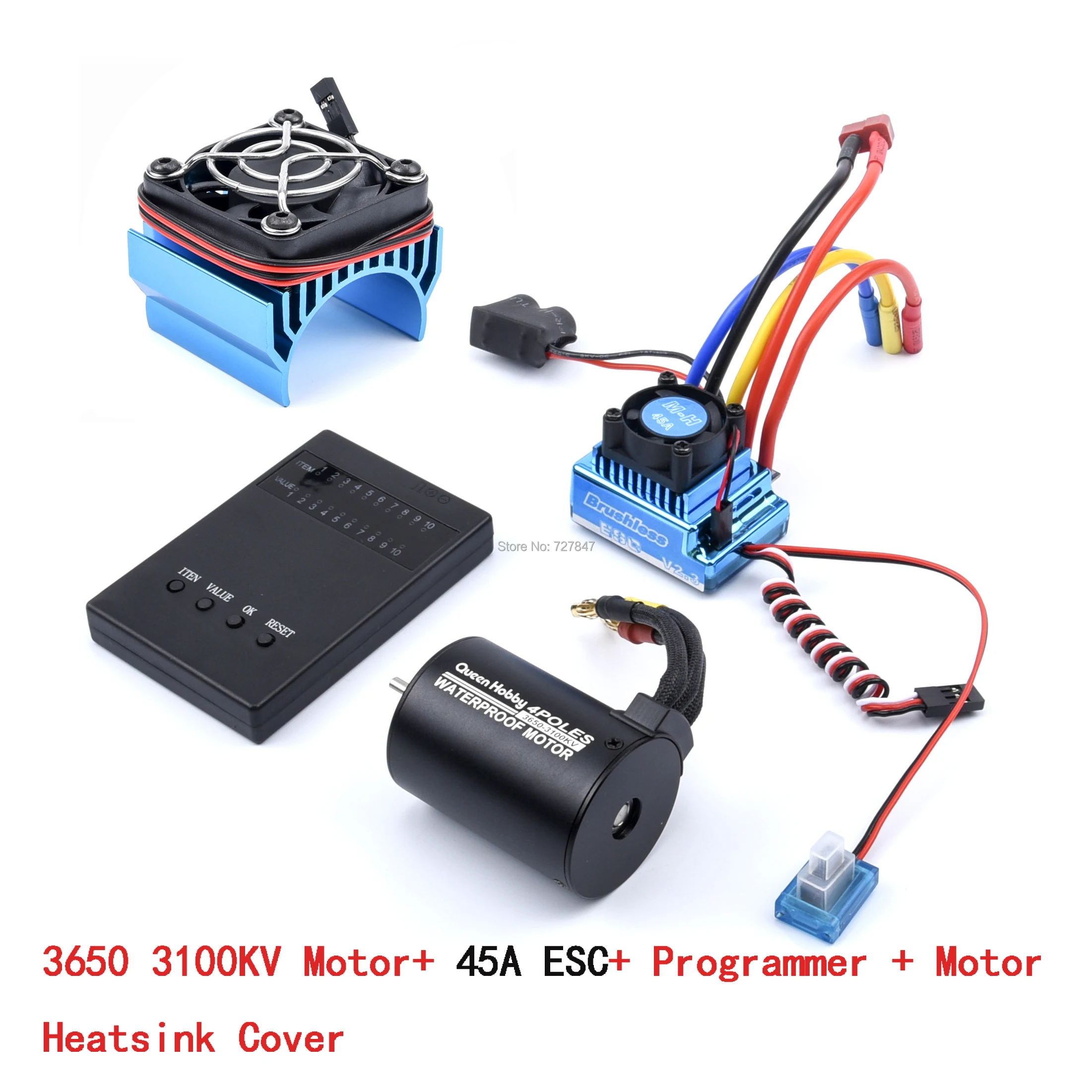 3650 2300KV / 3100KV / 3900KV / 4300KV / 5200KV Brushless Motor & 45A 60A 80A 120A ESC Combo for 1:10 RC Car Boat Part