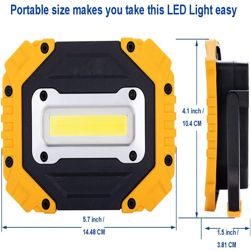 100W Led Portable Spotlight 8000lm COB Super Bright Work Light Reparing Flood Lights Camping Lamp Best For Outdoor Biking
