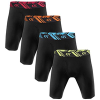 4pcs Men's Soft Bamboo Fiber Underwear Long Boxer Briefs Function Fly