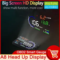 A8 OBD2 HUD Car Head Up Display LED Windshield Projector Speed Fuel Warning Voltage Alarm Speed Water Temp Data Diagnostic Tool