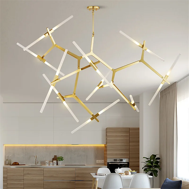 Nordic Herringbone LED Metal Chandelier Lighting Black Golden G4 Ceiling Chandeliers for Living Room Bedroom Decoration Lights