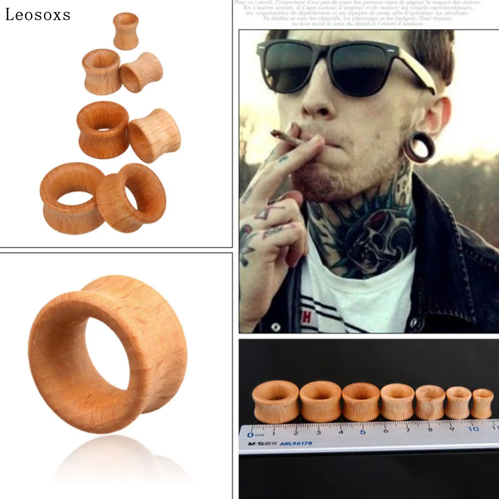 Leosoxs 2pc Wood Ear Plugs Gauges Earrings Women Men Hollow Ear Earrings Piercing Jewelry Ear Plugs and Tunnels