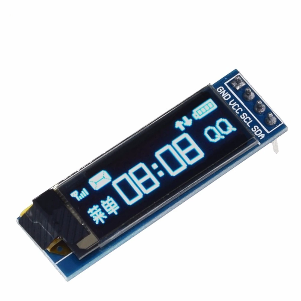 

Mini OLED ​Display Arduino 0.91 Inch Blue White 128X32 LCD LED Module IIC Interface Communicate 4 PIN SSD1306 Driver DIY Board