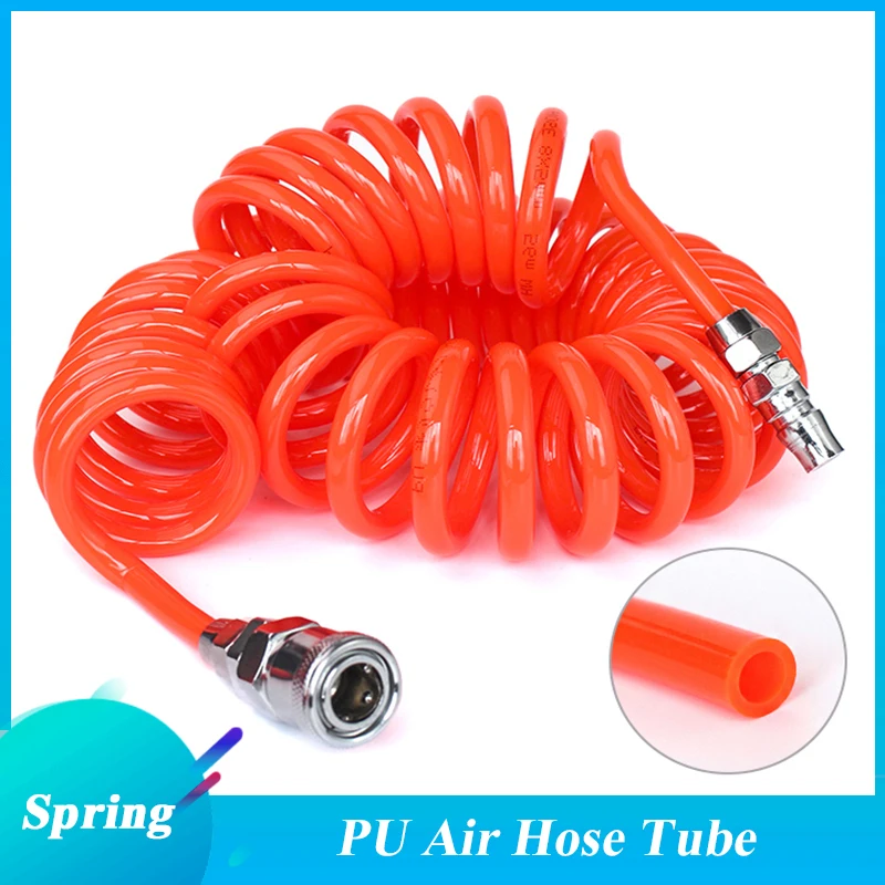 

6M 9M 12M 15M OD x ID Spring Pipe Flexible PU Recoil Hose Tube for Compressor Air Tool Collocation Fittings