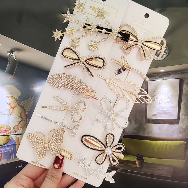 

New Pearl Crystal Hair Clip For Women Korean Hairpins Girl Geometric Hair Barrettes Fashion Hairgrip Side Clip Hair Accessories