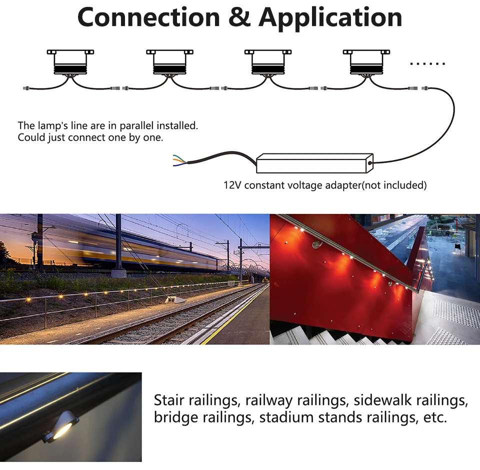 1W Handrail LED Spotlight  Recessed Install Cutout 30mm Railing Grandstand Tube lighting Wall Corner Lamp With Driver 110V 220V
