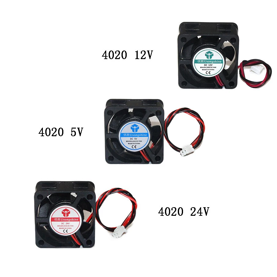 4020 5V 12V 24V DC Computer CPU Cooler Mini Cooling Fan 40MM 40x40x20mm Small Exhaust Fan for 3D Printer 2pin 40x40x20mm