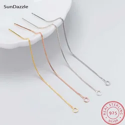 9cm Real Pure Solid 925 Sterling Silver Earring Thread Line Box Chain Dangle Earring Jewelry Making Findings Components