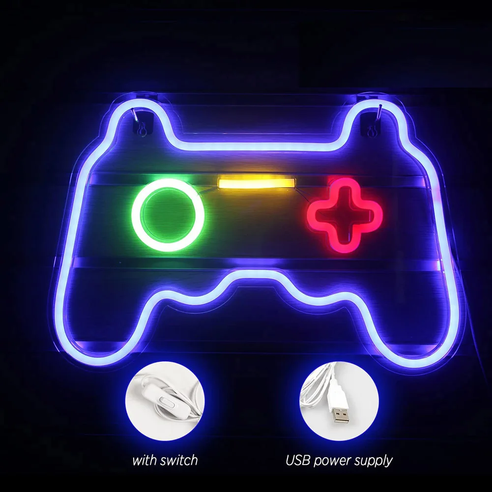 Game Shaped Neon Signs Neon Lights LED Neon Signs for Wall Decor 16\'\'x 11\'\' Gamepad Neon Signs for Bedroom Children Gaming Zone