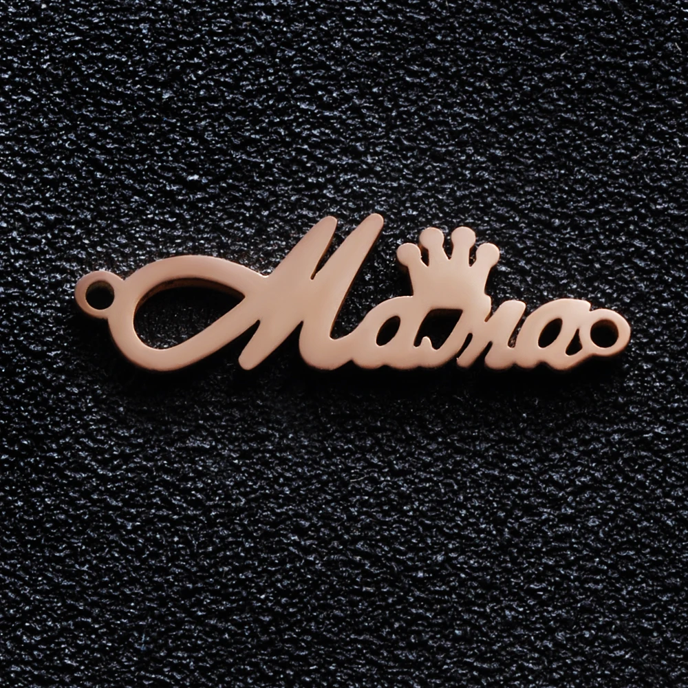 10Pcs/Lot Queen Crown Mama Charm Stainless Steel Mirror Polish Pendant Fashion Jewelry Making DIY Handmade For Necklace Bracelet