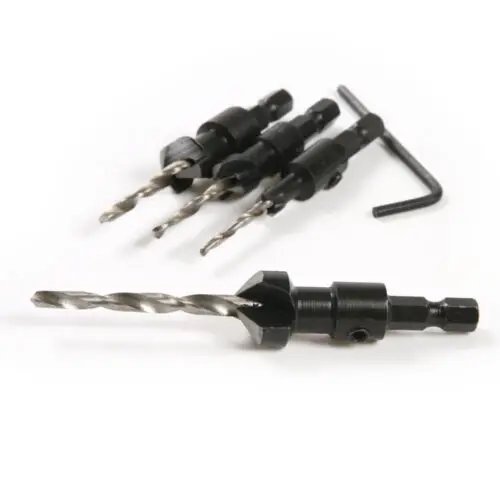 4pc HSS Hex Svasatore Punta del trapano Set di Legno Hole Cutter Formato #6 #10 #13 #16 w /chiave