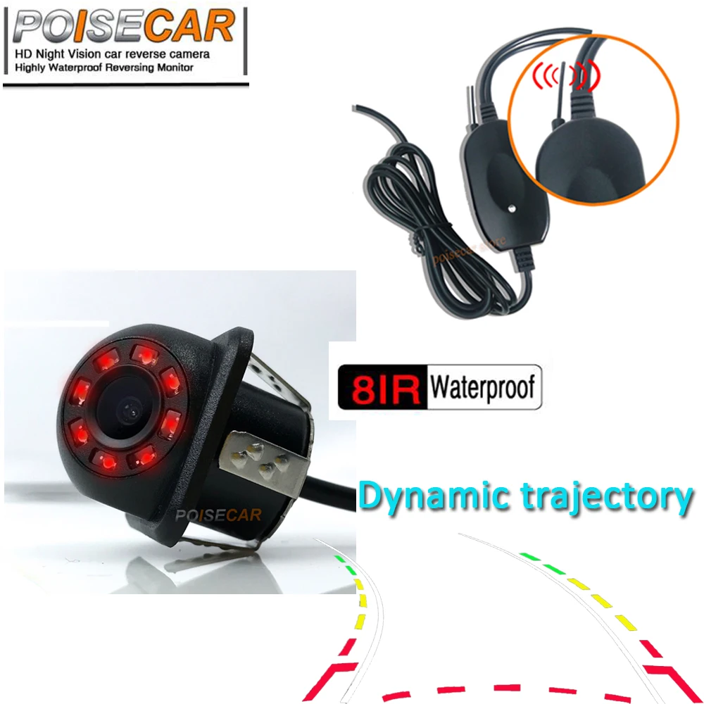 

POISECAR Rear Camera Universal Dynamic trajectory Night Vision Backup Parking Reverse Camera Waterproof Wide Angle Color Image