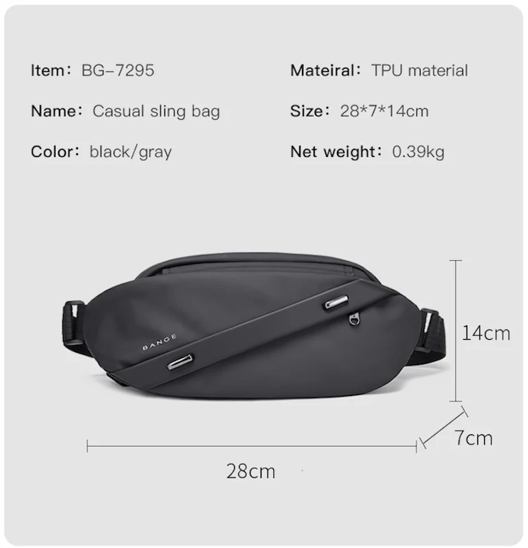 BANGE New Anti-theft Multifunction Crossbody Bag Shoulder Messenger Bags Male Waterproof Short Trip Chest Bag Pack for Woman