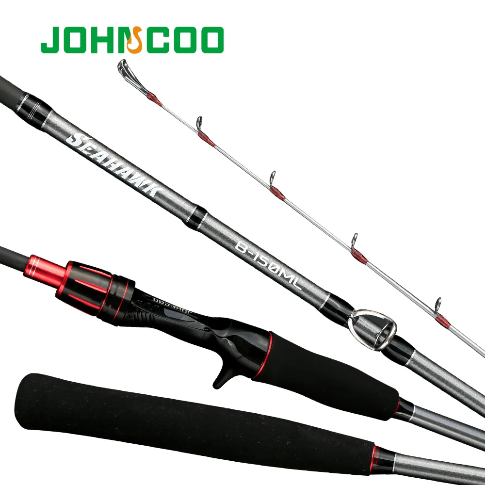 

JOHNCOO 1.5m 1.6m Slow Jigging Rod Baitcasting Fishing Rod Solid Tip Rubber Carbon Rod Squid Octopus Saltwater Rod