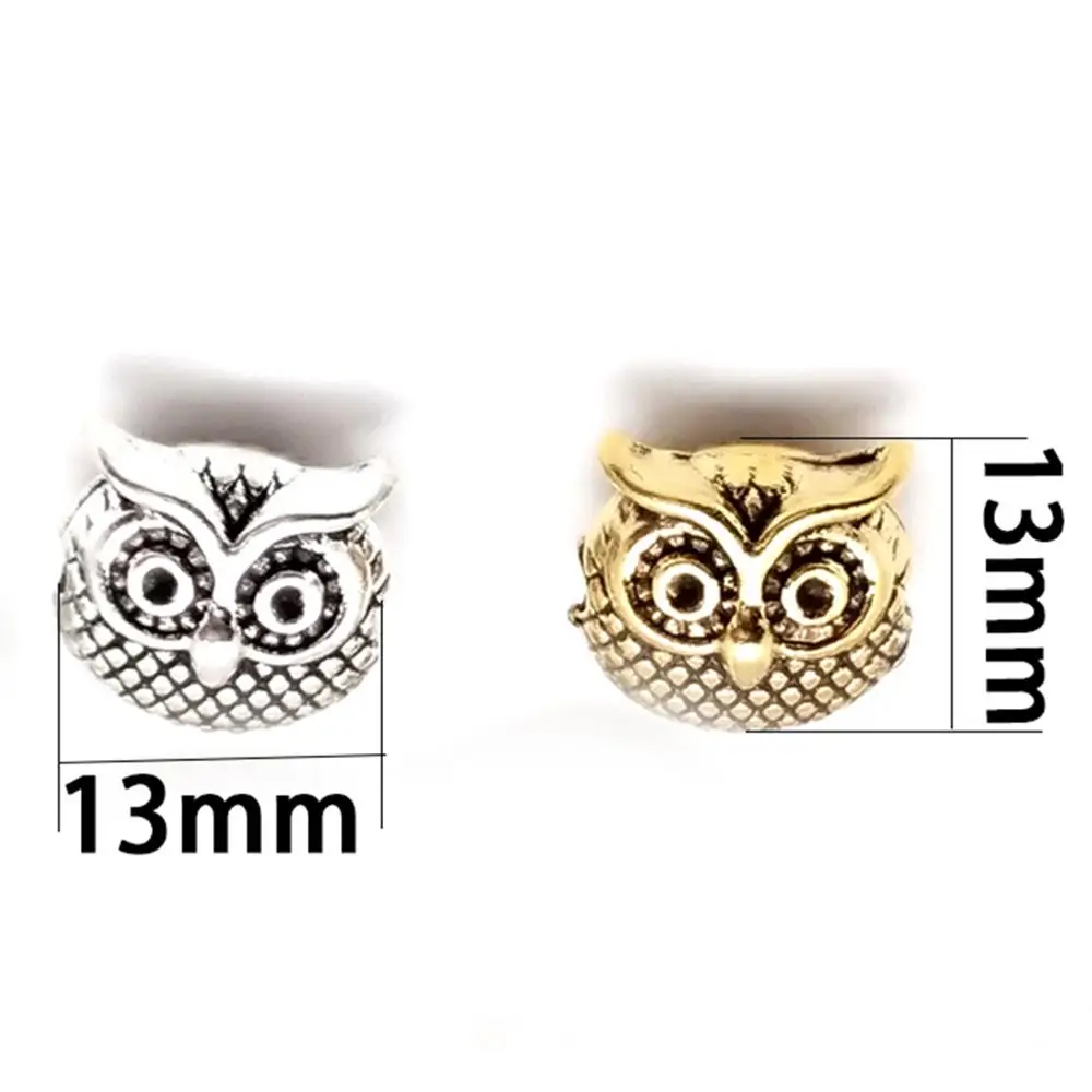 10pcs/lot Vintage Owl Head Spacers Beads Zinc Alloy Ancient Gold Silver Color Beads For Jewelry Making Bracelet DIY Accessoires