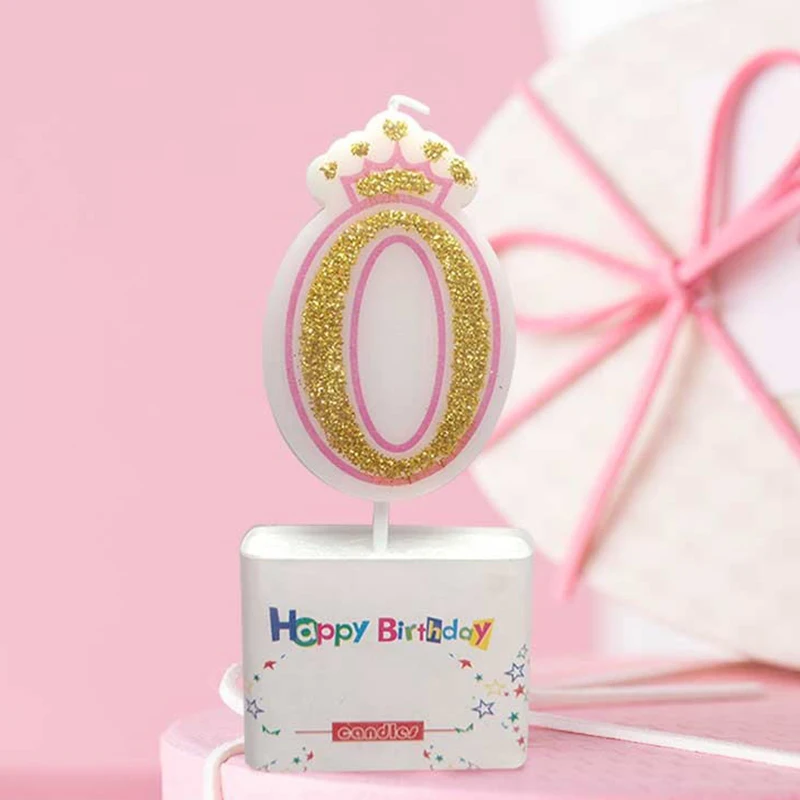 Digital Birthday Candle Gold Powder Crown Digital Candle Digital 0-9 Party Celebration New Year Christmas Festival Cake Candle