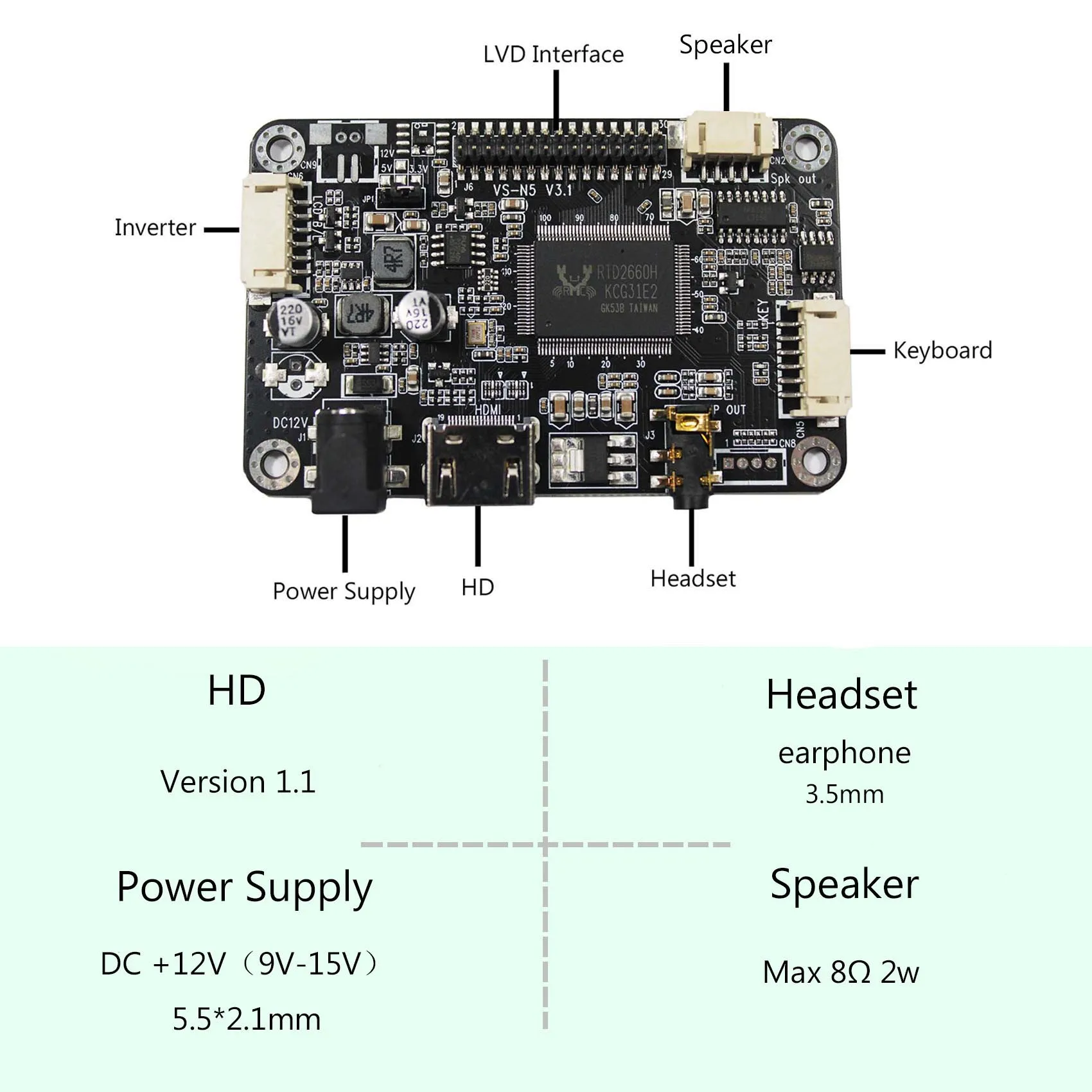 Hdm I Lcd Controller Board 14 In Ht140wxb 1366X768 Led Backlight Lcd-Scherm