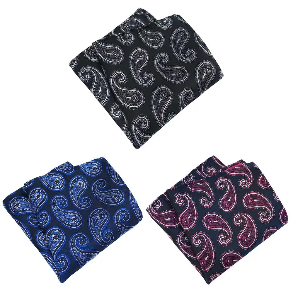 3 Packs mannen Paisley Bloemen Pocket Plein Zakdoek Wedding Streep Hanky BWTHZ0360