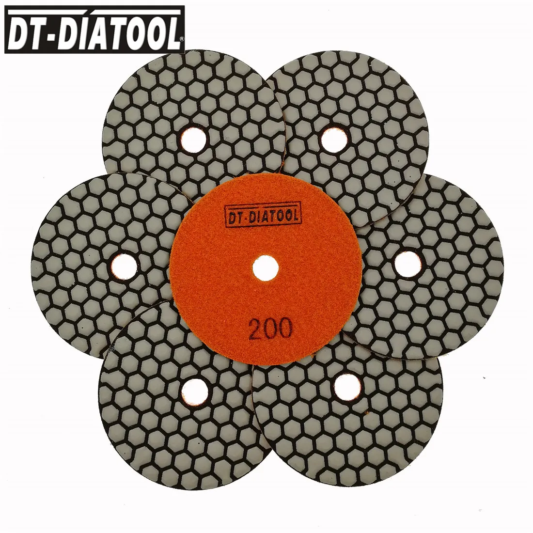 DT-DIATOOL-Disco de Lixa para Pedra De Mármore De Granito, Almofadas De Polimento A Seco, Disco Abrasivo, Resina Bond Diamond, Dia 4 ", 100mm, 7Pcs Set