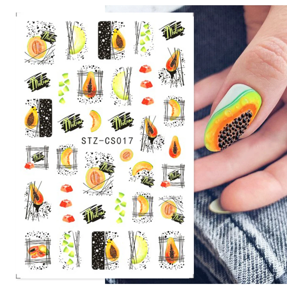 Fruits Summer Decals Sticker for Manicure DIY Avocado Pawpaw Summer Green Nail Inspiration Gel Polish Nail Slider GLSTZCS012-031