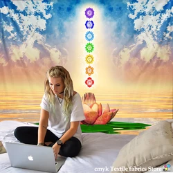 Indian Buddha Statue Meditation 7 Chakra Tapestry Wall Hanging Mandala Tapestries Wall Cloth Psychedelic Yoga Carpet Boho Decor