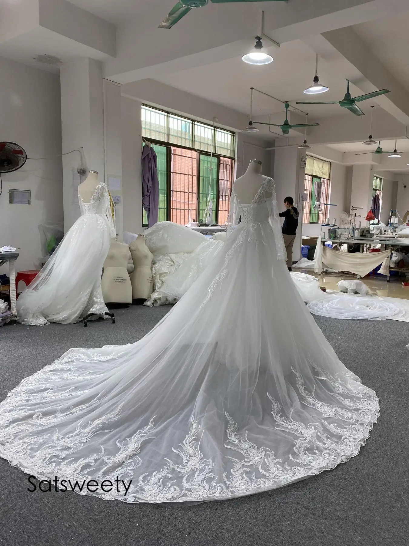 Echte Foto Kralen Trouwjurk 2022 Een Lijn Bridal Jurken Afneembare Rok Aangepaste Vestido De Noivas