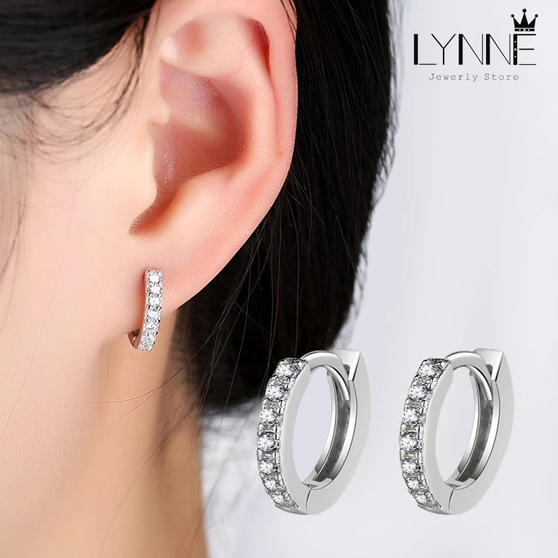 New Punk Rock Jewelry Girl&Men 925 Sterling Silver Simple Exquisite Hoop Earrings Unisexual Shine Rhinestone Hook Ear Circle