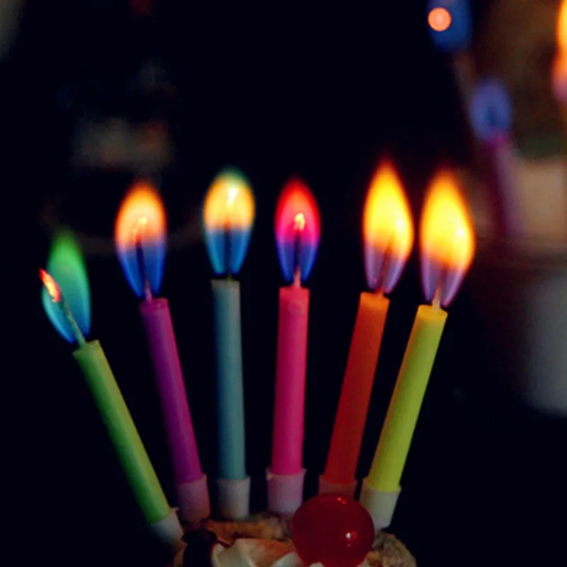 Fornure per feste di compleanno 12 pezzi/pacco Candele per torte nuziali Fiamme sicure Decorazione per dessert Candela multicolore con fiamma colorata  15
