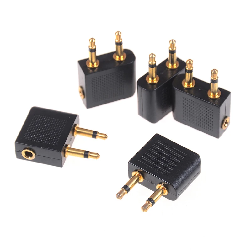 

100Pcs 3.5mm pro airline airplane golden plated headphone jack plug adapter