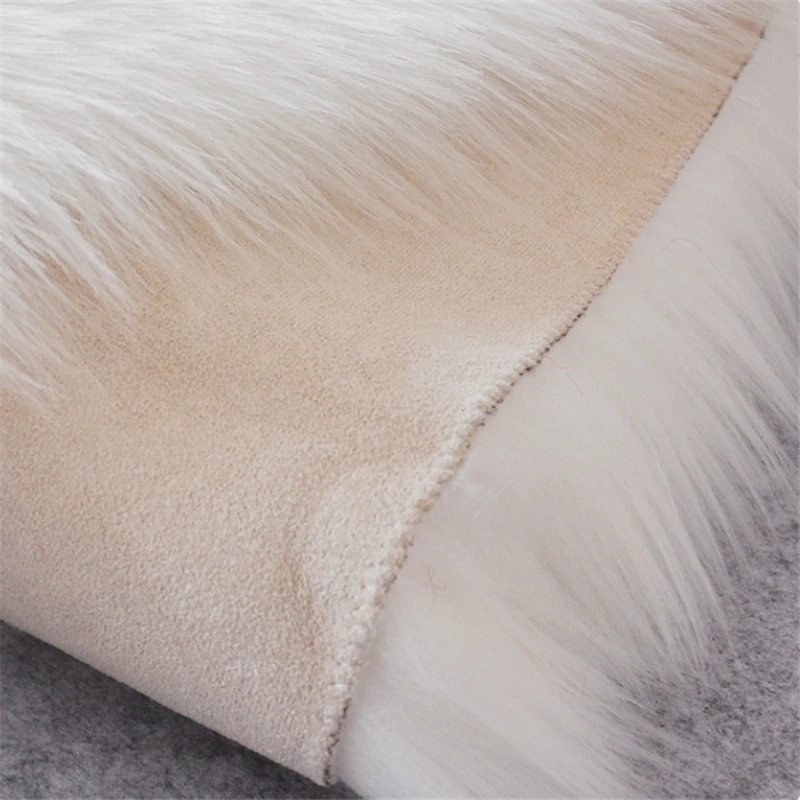 Red Blanket Faux Fur Imitation Wool Rug Floor  Pure Color Rugs Sheepskin Carpets For Living Room Bedroom
